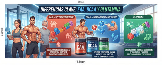 La gran diferencia entre EAA, BCAA y Glutamina: Entendiendo los "ladrillos" de tu musculatura