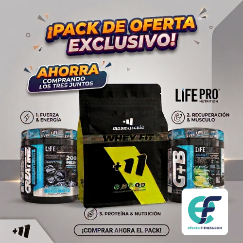Pack - Life Pro (BCAA 8:1:1 + Glutamina - 300g + Creatina Monohidrato 200 Mesh - 500g) + Proteina Whey Fit - 2kg Masmusculo..