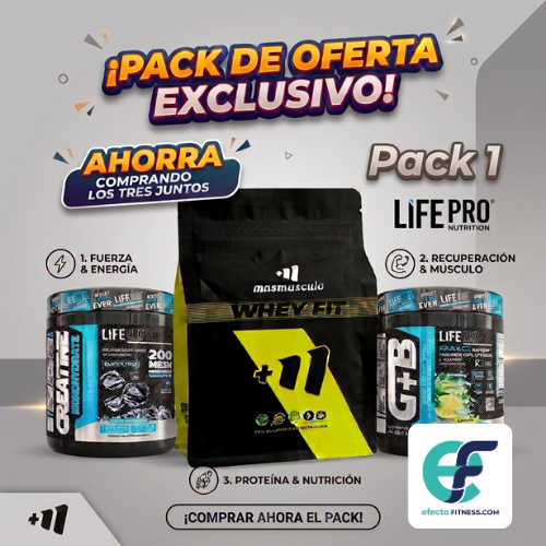 Pack - Life Pro (BCAA 8:1:1 + Glutamina - 300g + Creatina Monohidrato 200 Mesh - 500g) + Proteina Whey Fit - 2kg Masmusculo..